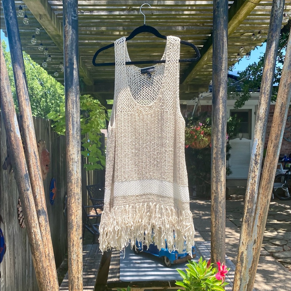 Layne Bryant Summer Sweater Top With Fringe! Sz 14-16!